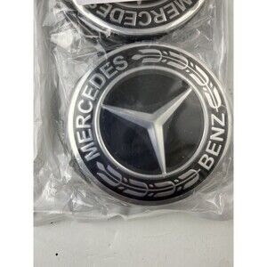 SET 4 for MERCEDES Wheel Center Caps Black White Rim Hubcaps Emblems